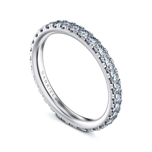 14K White Gold French Pavé Set Diamond Eternity Band