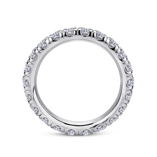 14K White Gold French Pavé Set Diamond Eternity Band