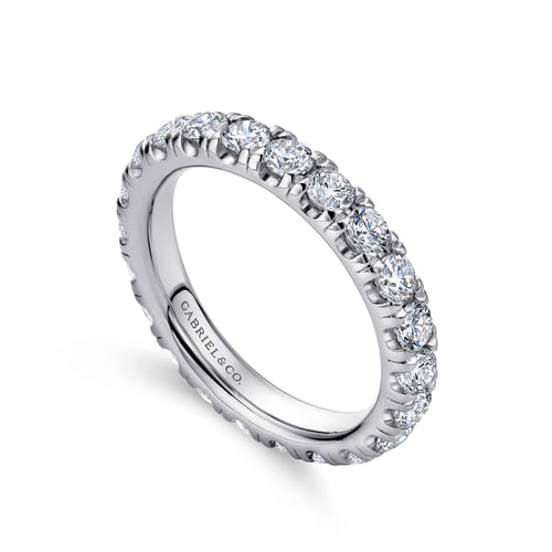 14K White Gold French Pavé Set Diamond Eternity Band