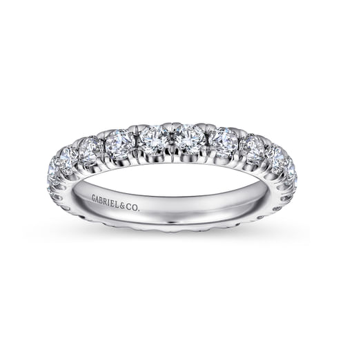 14K White Gold French Pavé Set Diamond Eternity Band