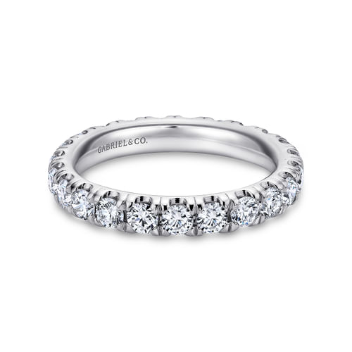 14K White Gold French Pavé Set Diamond Eternity Band