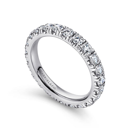 14K White Gold French Pavé Set Diamond Eternity Band