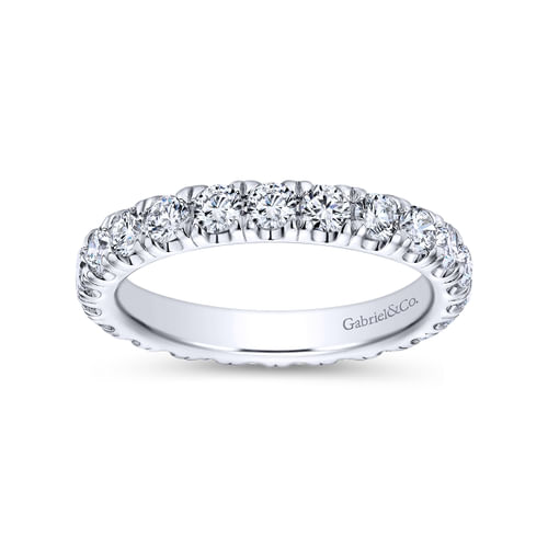 14K White Gold French Pavé Set Diamond Eternity Band