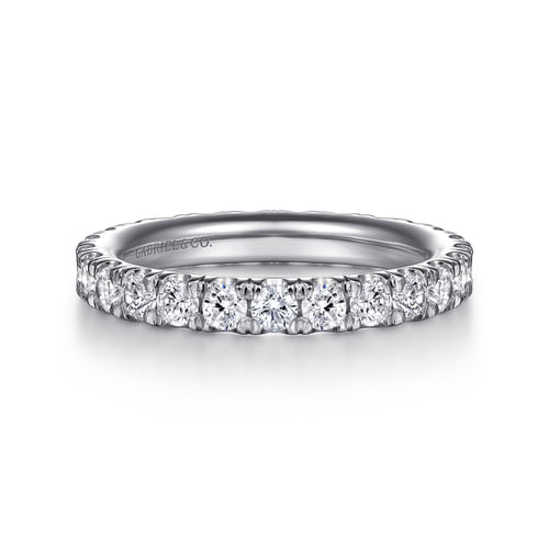 14K White Gold French Pavé Set Diamond Eternity Band