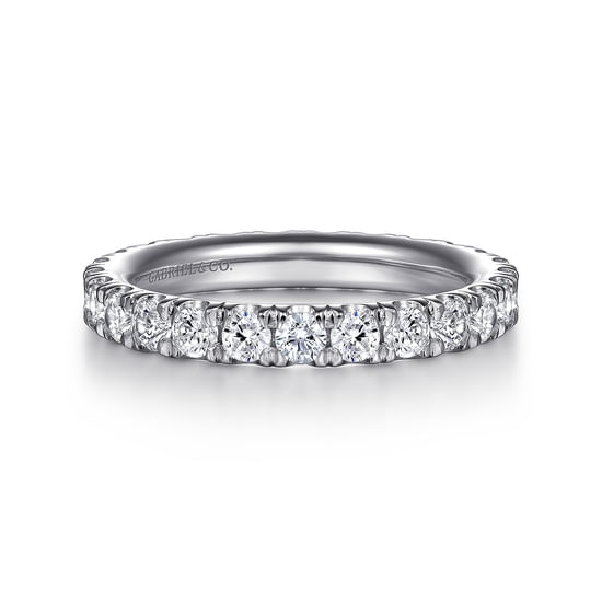 Gabriel - 14K White Gold French Pavé Set Diamond Eternity Band