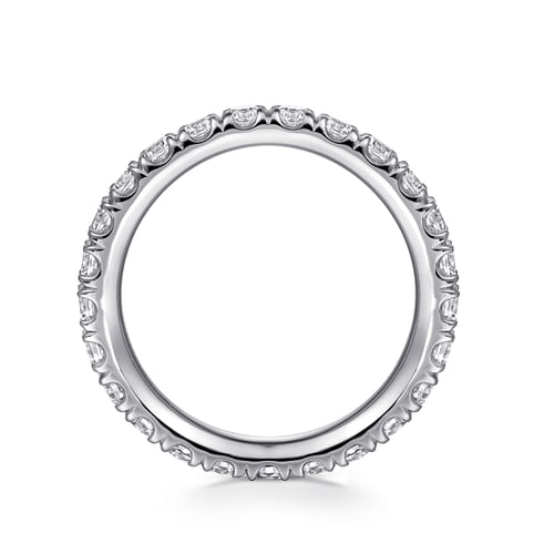 14K White Gold French Pavé Set Diamond Eternity Band