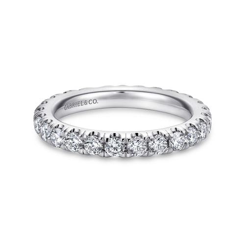 14K White Gold French Pavé Set Diamond Eternity Band