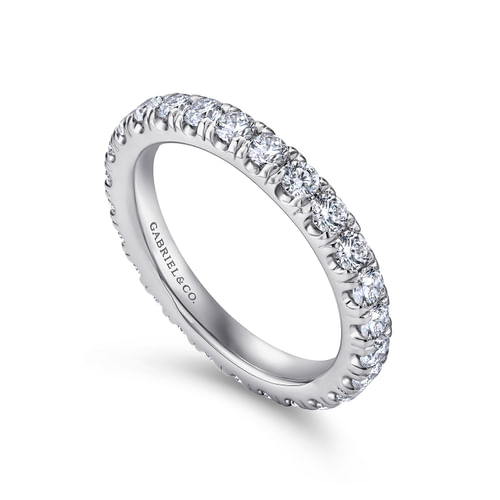 14K White Gold French Pavé Set Diamond Eternity Band
