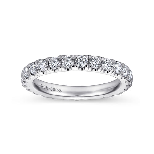 14K White Gold French Pavé Set Diamond Eternity Band
