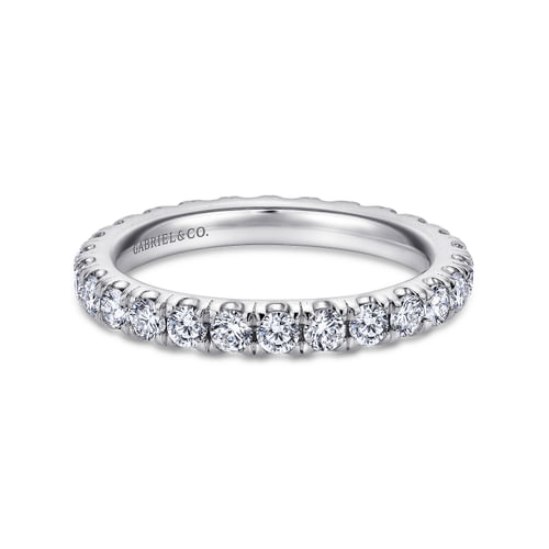 14K White Gold French Pavé Set Diamond Eternity Band