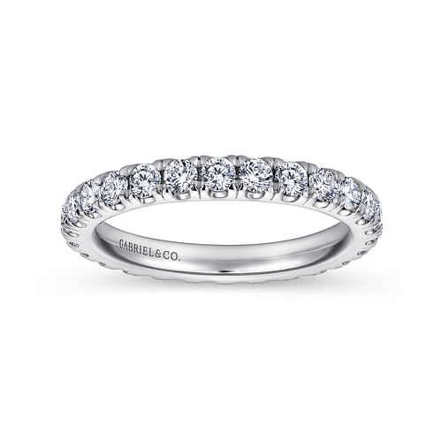 14K White Gold French Pavé Set Diamond Eternity Band