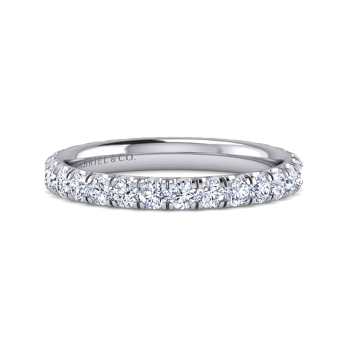 14K White Gold French Pavé Set Diamond Eternity Band