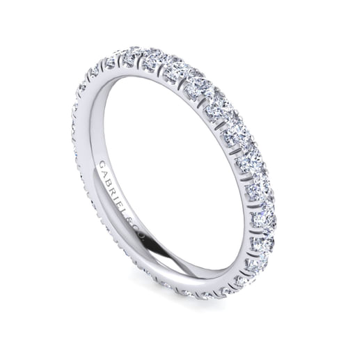 14K White Gold French Pavé Set Diamond Eternity Band