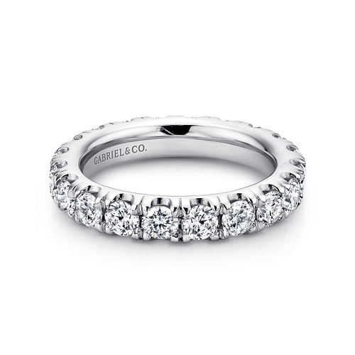 14K White Gold French Pavé Set Diamond Eternity Band