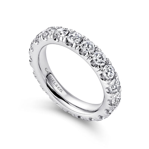14K White Gold French Pavé Set Diamond Eternity Band