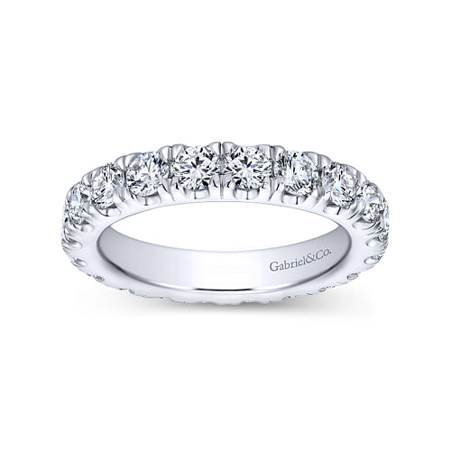 14K White Gold French Pavé Set Diamond Eternity Band