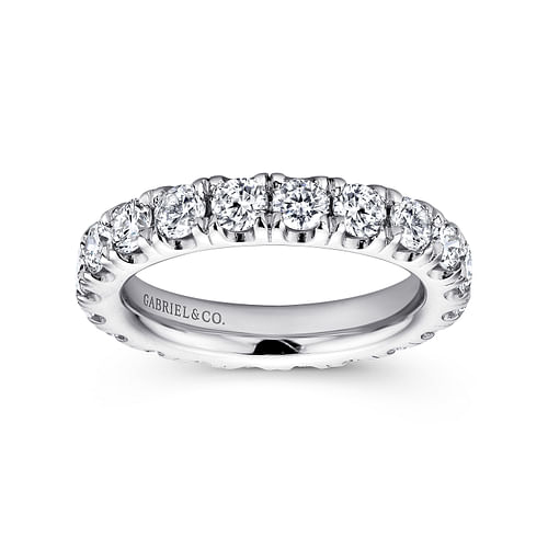 14K White Gold French Pavé Set Diamond Eternity Band