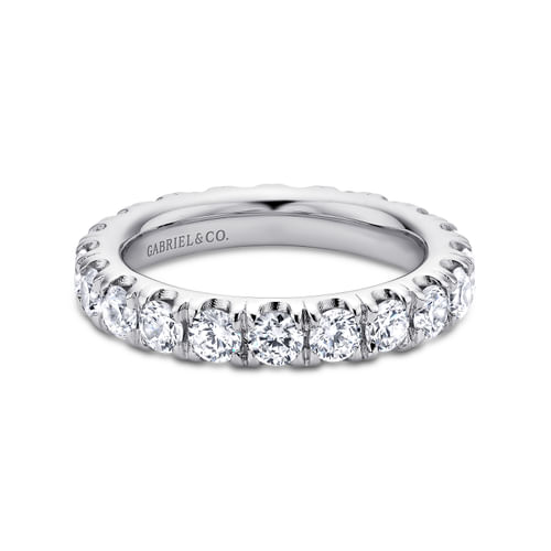 14K White Gold French Pavé Set Diamond Eternity Band