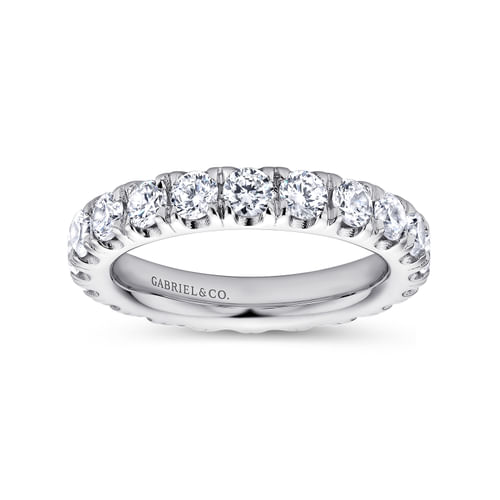 14K White Gold French Pavé Set Diamond Eternity Band