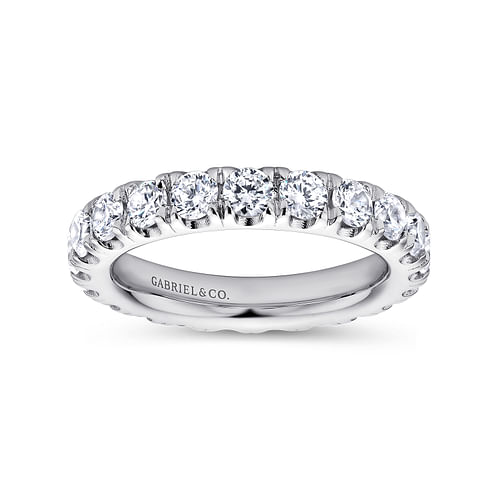 14K White Gold French Pavé Set Diamond Eternity Band