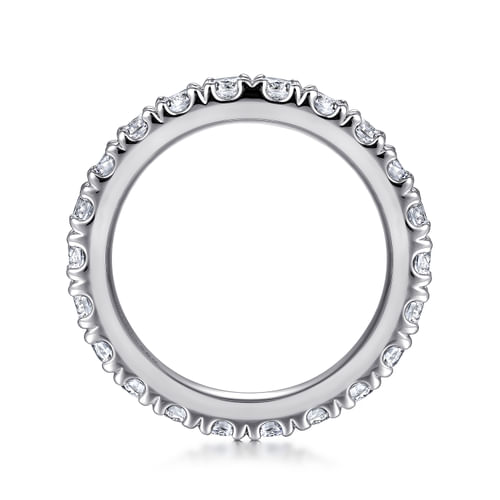 14K White Gold French Pavé Set Diamond Eternity Band