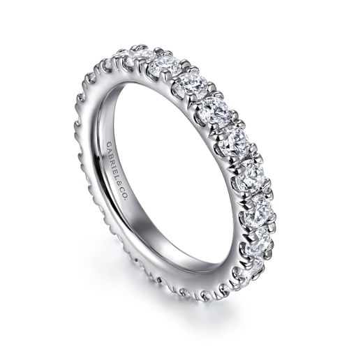 14K White Gold French Pavé Set Diamond Eternity Band