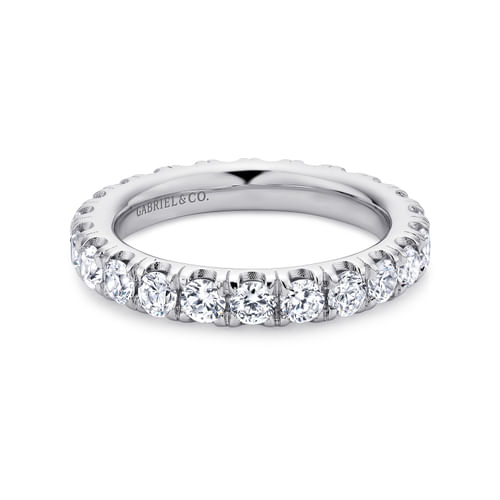 14K White Gold French Pavé Set Diamond Eternity Band