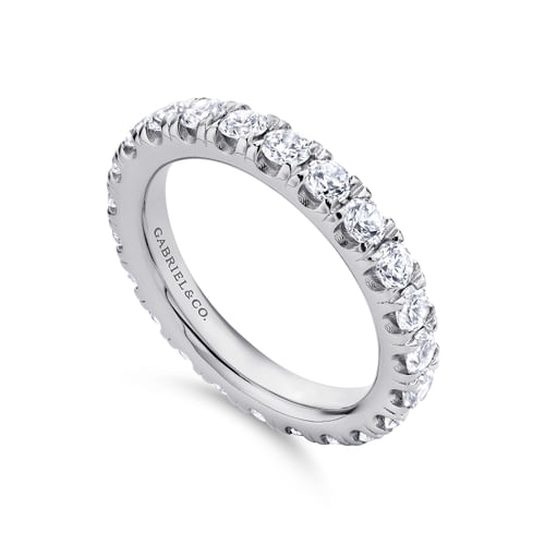 14K White Gold French Pavé Set Diamond Eternity Band