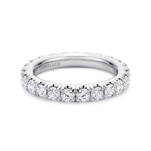 14K White Gold French Pavé Set Diamond Eternity Band