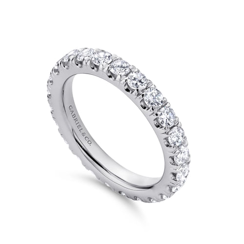 14K White Gold French Pavé Set Diamond Eternity Band