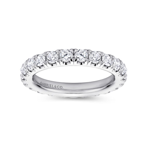 14K White Gold French Pavé Set Diamond Eternity Band