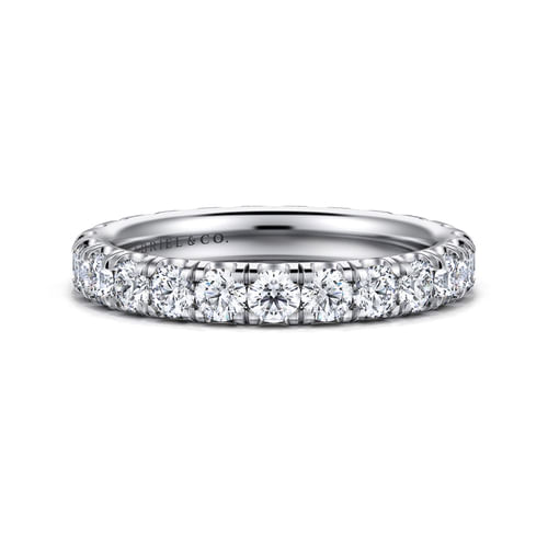 14K White Gold French Pavé Set Diamond Eternity Band