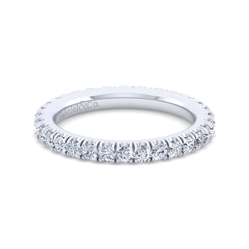 14K White Gold French Pavé Set Diamond Eternity Band