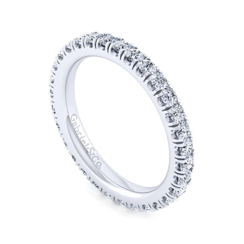 14K White Gold French Pavé Set Diamond Eternity Band