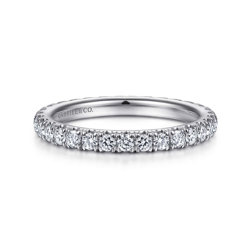 14K White Gold French Pavé Set Diamond Eternity Band