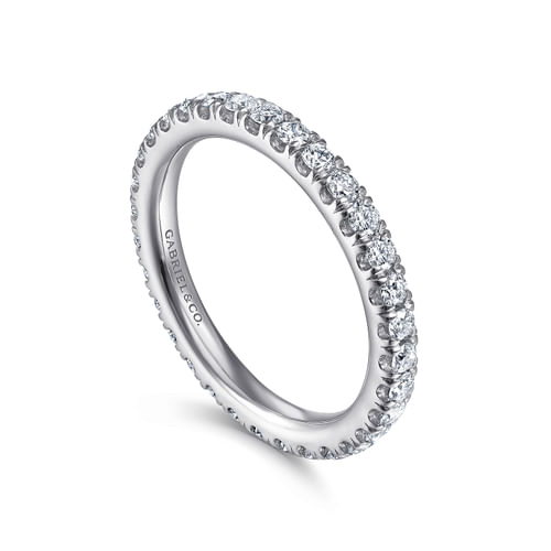 14K White Gold French Pavé Set Diamond Eternity Band