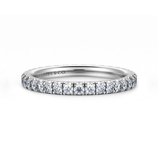 Gabriel - 14K White Gold French Pavé Set Diamond Eternity Band