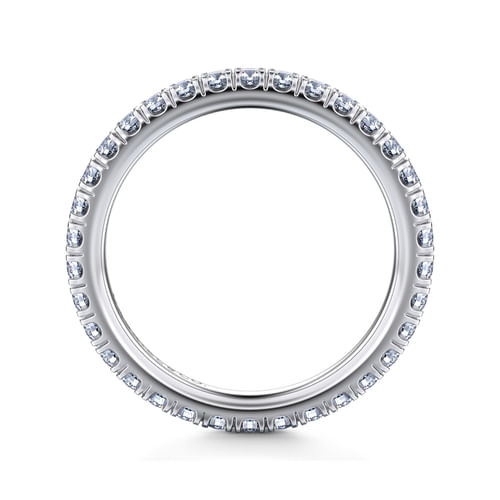 14K White Gold French Pavé Set Diamond Eternity Band