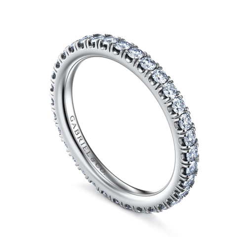 14K White Gold French Pavé Set Diamond Eternity Band