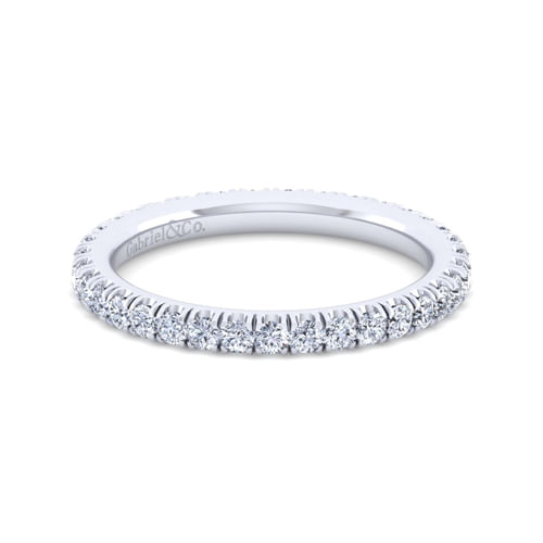14K White Gold French Pavé Set Diamond Eternity Band