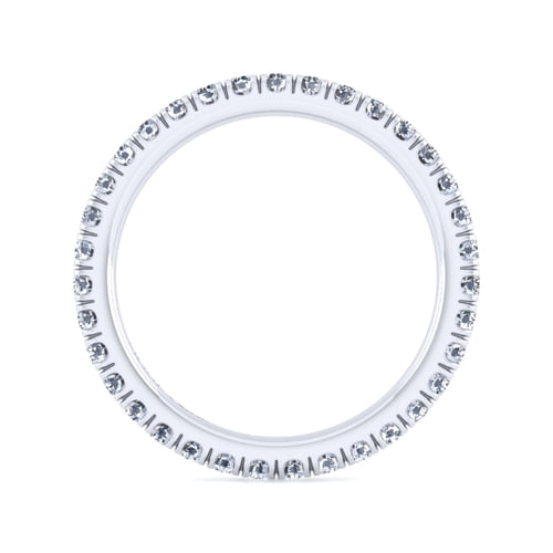 14K White Gold French Pavé Set Diamond Eternity Band