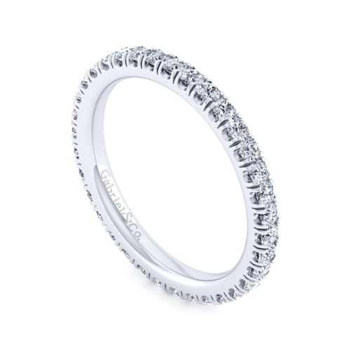 14K White Gold French Pavé Set Diamond Eternity Band