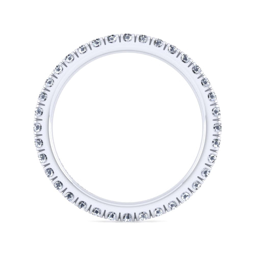 14K White Gold French Pavé Set Diamond Eternity Band