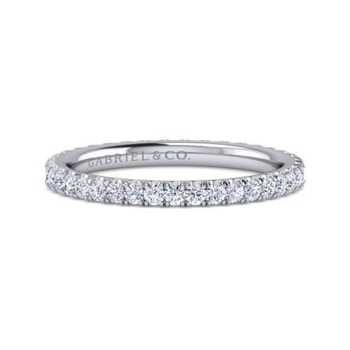 14K White Gold French Pavé Set Diamond Eternity Band