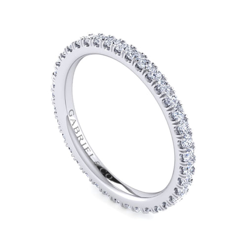 14K White Gold French Pavé Set Diamond Eternity Band