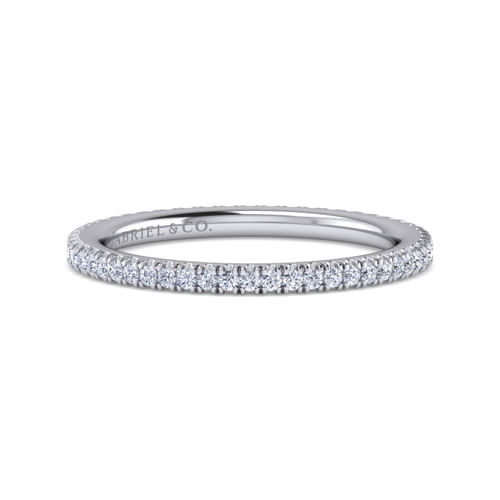 14K White Gold French Pavé Set Diamond Eternity Band