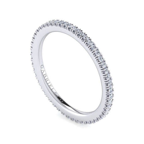 14K White Gold French Pavé Set Diamond Eternity Band