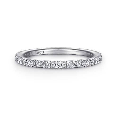 14K White Gold French Pavé Set Diamond Eternity Band