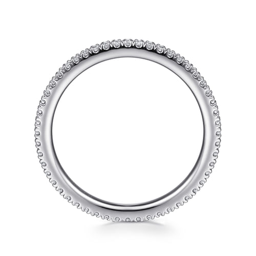 14K White Gold French Pavé Set Diamond Eternity Band