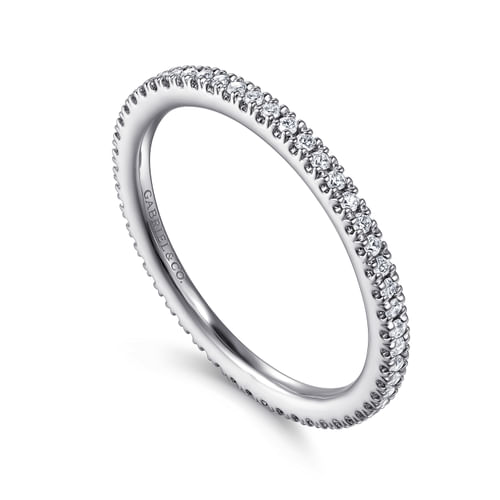 14K White Gold French Pavé Set Diamond Eternity Band